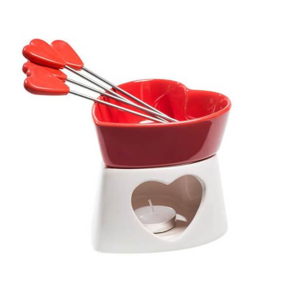 Szív fondue készlet Valentin napra pároknak
